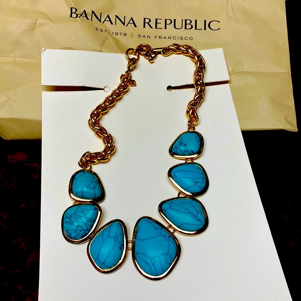 Banana Republic Luxe Turquoise Beach Statement Necklace NeverUsed - Picture 3 of 8